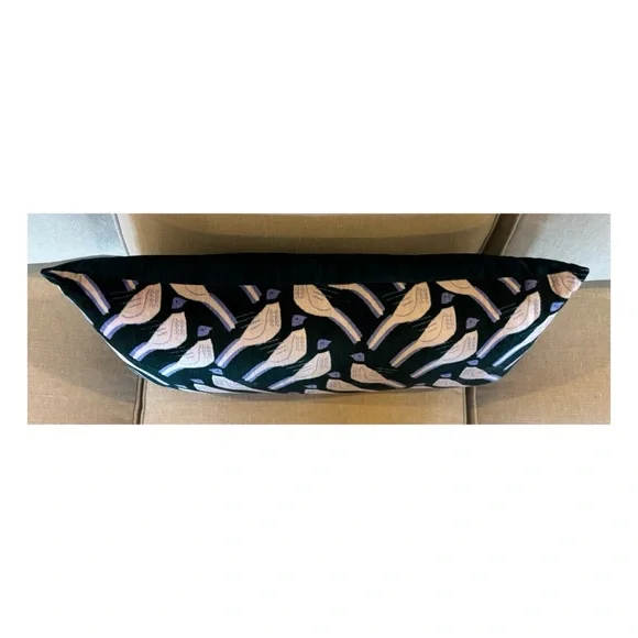 NWOT Anthropologie Velvet Flutter & Strut Bird Pillow In Dark Turquoise12x27
